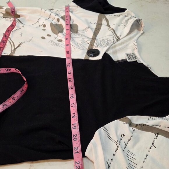 Parsley & Sage Olga Top XL Black & White Asymmetrical Pocket Lagenlook Artsy - Picture 8 of 9